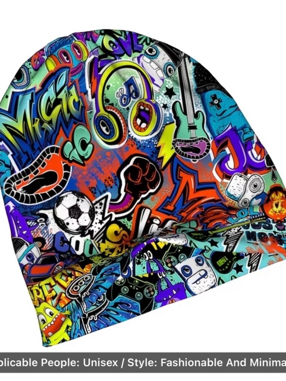 Unbranded Multicolor Graffiti Print Beanie Hat